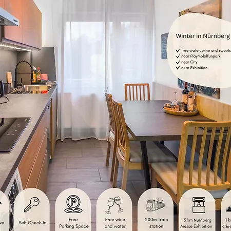 Zentrale Luxus Nuernberg, Naehe Messe, Balkon, Parkplatz, Self-check-in *